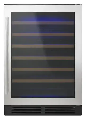 Front. Whirlpool - 54-Bottle Built-In Wine Cooler - Stainless steel.