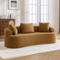 KERDOM - 80" Curved Loveseat for Small Space, Modern Teddy Sofa Couch with 3 Pillows for Apartment, Bedroom, No Assembly Required - Brown-Front_Standard
