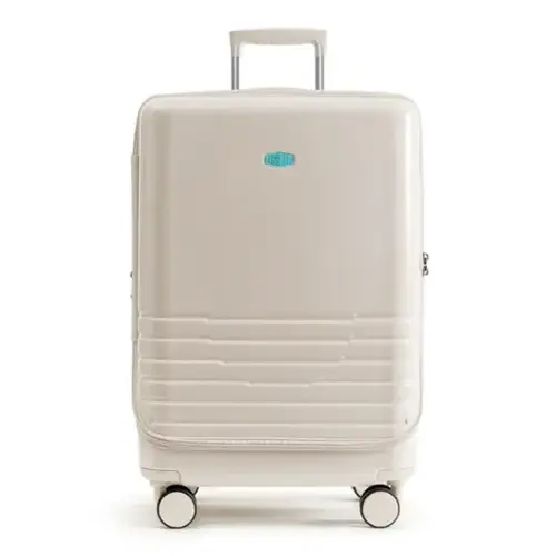 Front. Bagsmart - Getaway 24" Check-in Checked Luggage, Side-Opening Hardside Suitcase with Built-in Scale & Double Spinner Wheels - White.