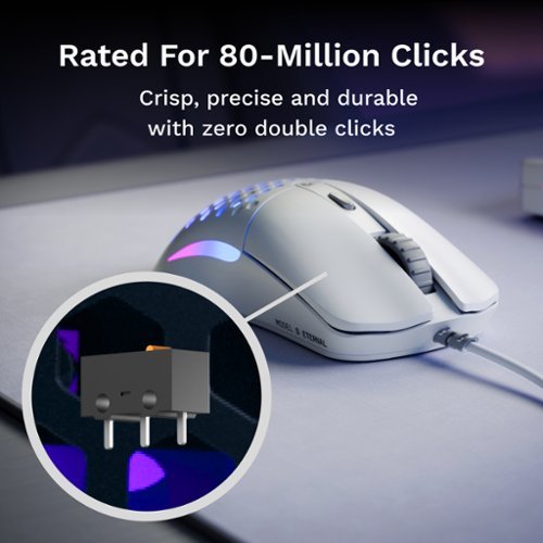 Glorious Model O Eternal Lightweight Wired Optical Gaming Mouse with Dual-Zone RGB Lighting - Wired - Matte White WORLDWIDE DELIVERY