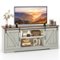 Costway - TV Stand for 65" TVs with LED Lights Adjustable Brightness Human Induction Grey - Gray-Front_Standard