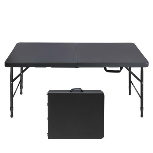 ELEMENT ACE - 4ft Folding Table - Portable Plastic Table for Camping, Picnics, Parties - Black-Front_Standard 