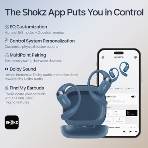 Shokz OpenFit 2+ Open-Ear True Wireless Bluetooth Earbuds - Stone Blue BUY IN SAUDI ARABIA