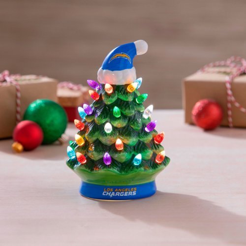 Evergreen Enterprises - Los Angeles Chargers 8" Light Up Ceramic LED Christmas Tree - Multicolor-Front_Standard 