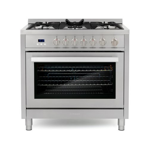 COSMO - COS-965AGFC 36 in. Nebula Collection 4.4 cu. ft. Gas Range, 5 Burners, Rapid Convection Oven, Cast Iron Grates - Stainless Steel-Front_Standard 