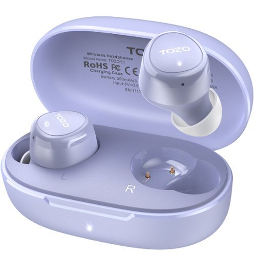 TOZO - E1 Ergonomic Earbuds Wireless, Powerful Bass, 30H, Clear Calls, APP Customize 32EQ, Waterproof Earphones Bluetooth 5.3 - Purple-Front_Standard 