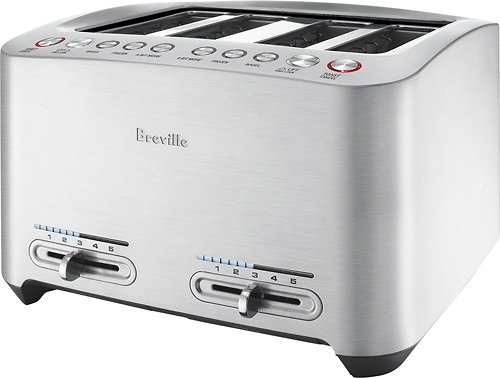 Breville - Smart Toaster 4-Slice Wide-Slot Toaster - Steel