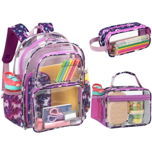 3pcs, A-deep Purple Unicorn-Backpack & Pencil Cas