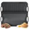 CHEFSPOT - Griddle Pan for Stove Top – 20" Reversible Preseasoned Cast Iron Double Burner Griddle Plate, Multi-Use - Black-Front_Standard