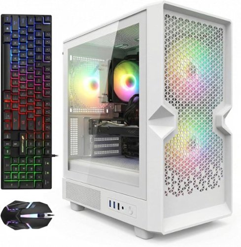 STGAubron - Gaming Desktop PC, Intel Core i7 up to 3.9GHz, Radeon RX 580 8G, 32GB RAM, 512GB SSD, WiFi 6, Windows 11 Home - White-Front_Standard 