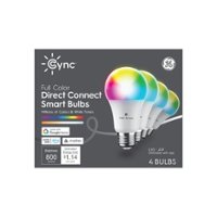 GE - Cync Direct Connect Matter Light Bulbs (4 A19 LED Color Changing Light Bulbs) - Full Color