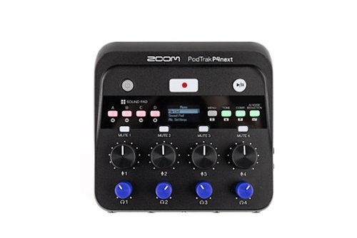 Zoom - PodTrak P4next Podcast Recorder, Battery Powered, 4 Microphone Inputs, 4 Headphone Outputs, AI Noise Reduction, Ton-Front_Standard 