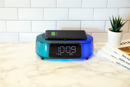 iHome TimeBoost Glow - Color Changing Bluetooth Alarm Clock Speaker System with Qi Wireless Fast Charging and USB Charging - Black BUY IN SAUDI ARABIA