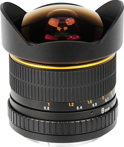 Bower - 8mm f/3.5 Super-Wide-Angle Fish-Eye Lens for Most Canon EOS DSLR Cameras - Black-Front_Standard 