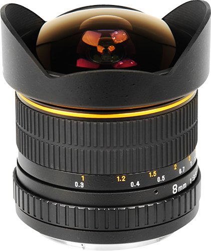  Bower - 8mm f/3.5 Super-Wide-Angle Fish-Eye Lens for Most Nikon F DSLR Cameras - Black