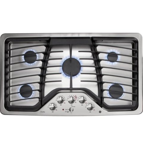  GE - Profile 36&quot; Built-In Gas Cooktop - Stainless steel