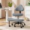 KERDOM - Ergonomic Cross-Legged Office Chair with Wheels, Meditation & Kneeling Chair for Adult, PU Leather Wide Seat 360° Swivel - Gray-Front_Standard