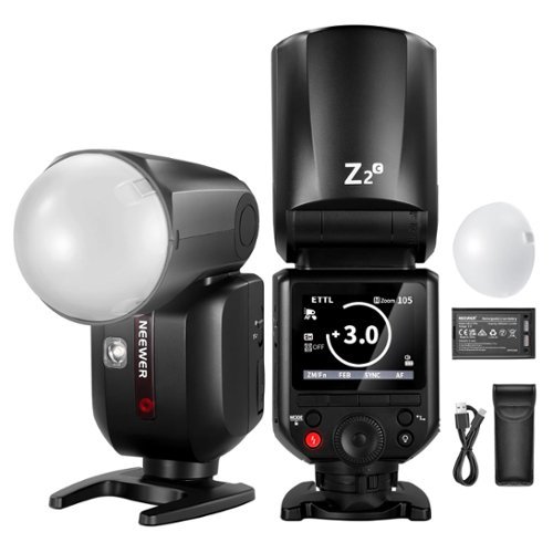 Neewer - 2.4G TTL Round Head Flash for Canon - 76Ws HSS Speedlite with 2 Modeling Lamps & TTL/M Toggle-Front_Standard 