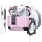 Dteck - Case for Apple AirPods 4th Gen with Magnetic Lock,Compatible with Mag Safe,Carbon Fiber Texture Cover with Carabiner - Pink-Front_Standard