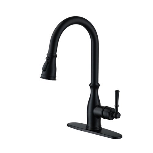 3-Spray Patterns Single Handle Pull Down Sprayer Kitchen Faucet with Deck Plate and Ceramic Cartridge-Front_Standard 
