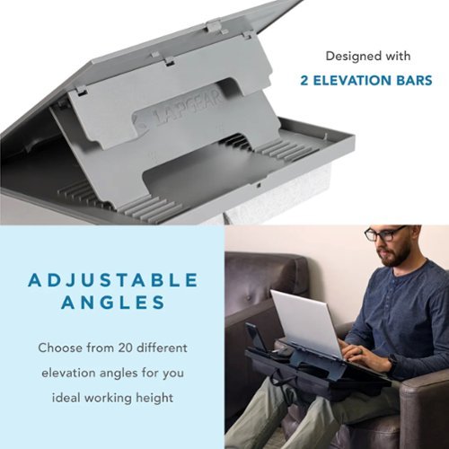 LapGear Ergo Pro Adjustable Lap Desk for 15.6 Laptop or Tablet - Gray Herringbone GLOBAL SHIPPING
