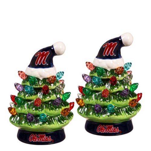 Evergreen Enterprises - Ole Miss Rebels 2-Pack 4" Ceramic LED Christmas Tree Set - Multicolor-Front_Standard 