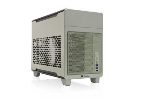 Thermaltake - TR100 SFF mITX Mini Tower PC Case with PCIe 4.0 Riser Cable Included - Matcha Green-Front_Standard