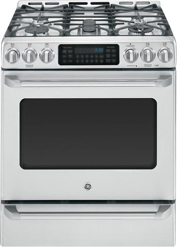  GE - Cafe 5.4 Cu. Ft. Self-Cleaning Freestanding Gas Convection Range - Stainless steel