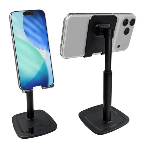 Vena - Phone Stand Phone Holder for Desk, Cell Phone Stand for Desk, Cell Phone Holder iPhone Stand with Height Adjustable - Black-Front_Standard 
