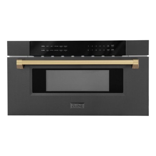 ZLINE - Autograph Edition 30 in. 1.2 cu. ft. Built-in Microwave Drawer in Black - Stainless Steel and Champagne Bronze Accents-Front_Standard 