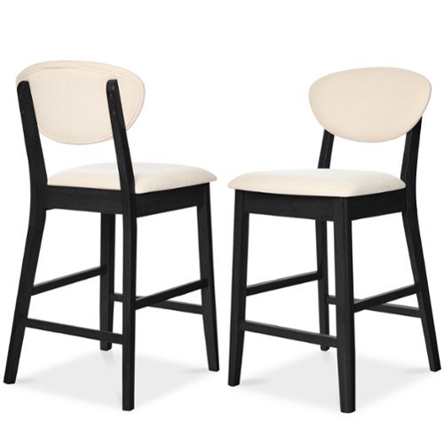 Best Choice Products - Set of 2 Counter-Height Bar Stools, Armless W/Upholstered Seat Cushion & Backrest - Black / Cream - Black/Cream-Front_Standard 