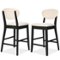 Best Choice Products - Set of 2 Counter-Height Bar Stools, Armless W/Upholstered Seat Cushion & Backrest - Black / Cream - Black/Cream-Front_Standard