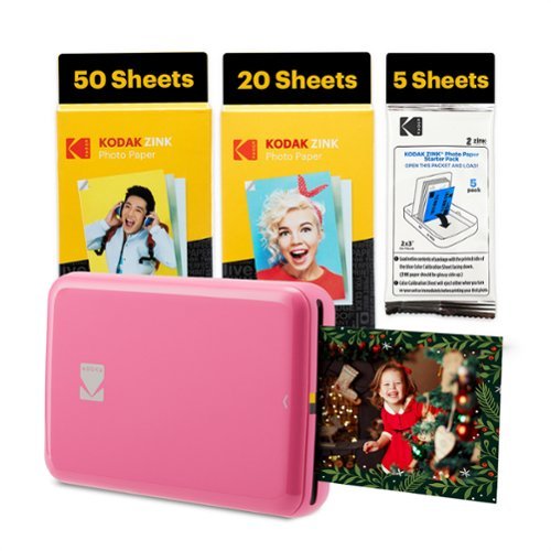 Kodak - Step Mobile Instant Photo Printer 2x3" & Zink Photo Paper (75 Sheets) Bundle - Pink-Front_Standard 