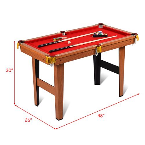 Costway 48'' Mini Table Top Pool Table Game Billiard Set Cues Balls Gift Indoor Sports - Brown+Red BUY IN EUROPE