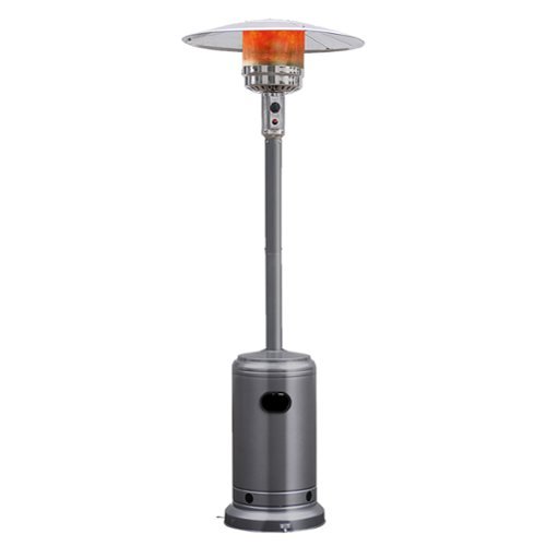 Costway - 50000 BTU Propane Patio Heater Standing Steel with Wheels - Gray-Front_Standard 