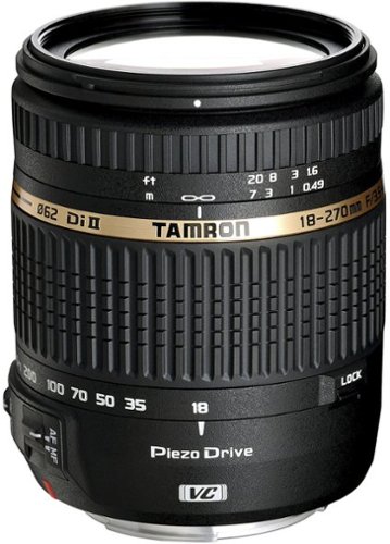 Tamron - AF 18-270mm f/3.5-6.3 Di II VC PZD All-in-One Zoom APS-C Lens for Select Nikon Cameras - Black-Front_Standard 
