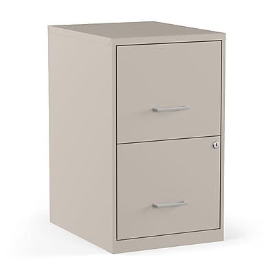 Staples - 2-Drawer Vertical File Cabinet, Letter Size, Lockable, 24.1"H x 14.3"W x 18"D - Putty-Front_Standard 