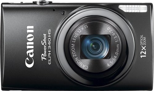  Canon - PowerShot ELPH-340 16.0-Megapixel Digital Camera - Black