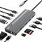 Acer - 11 in 1 USB C HUB Multiport Adapter with 4K@60Hz HDMI, 1080P VGA, 2x10Gbps USB C, 2x5Gbps USB A - Gray-Front_Standard