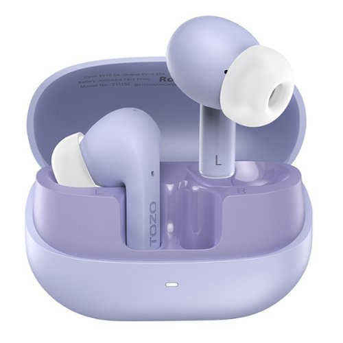 TOZO - E2 Powerful Bass Earbuds Wireless, AI ENC Mic, 30H, Clear Call, APP Customize 32EQ, Bluetooth 5.3 Earphones, Low-latency - Purple-Front_Standard 