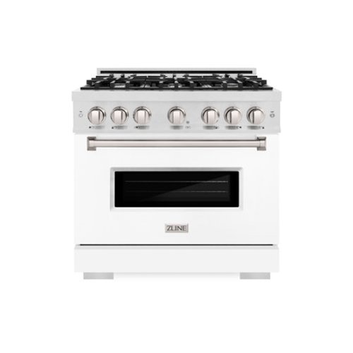 ZLINE - 36 in. Classic Dual Fuel Satin Steel Stainless Range with6 Burners (CDRS-WM-36) - Black Matte-Front_Standard 