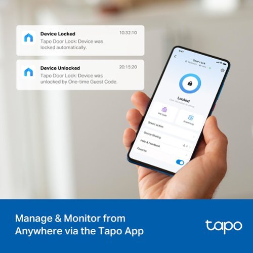 TP-Link Tapo DL100 Smart Wi-Fi Deadbolt Door Lock – Keyless Tactile Buttons, App-Controlled Custom Access, Fits Standard Doors - Black WHERE TO BUY