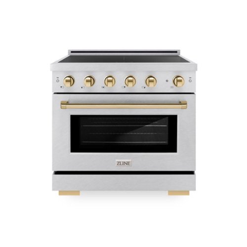 ZLINE - Autograph 36 in. 5.2 cu. ft. Paramount Freestanding Induction Range with 5 Burners in Satin Steel with Gold Accents - Satin Stainless Steel