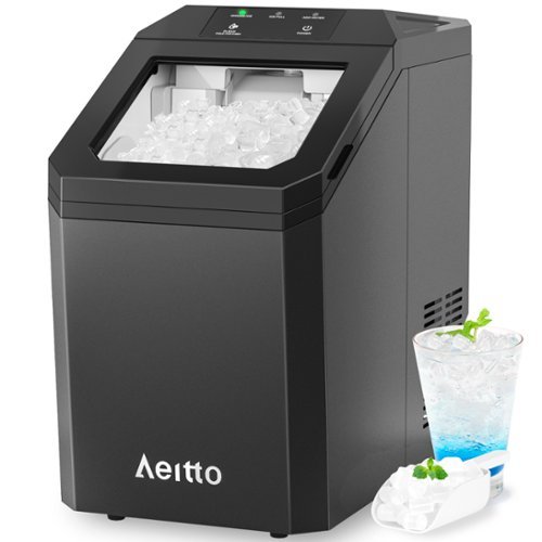 Aeitto - Nugget Ice Maker Countertop, 55lbs/24H, Rapid Ice Release in 5 Mins Chewable Ice Maker - Black-Front_Standard 