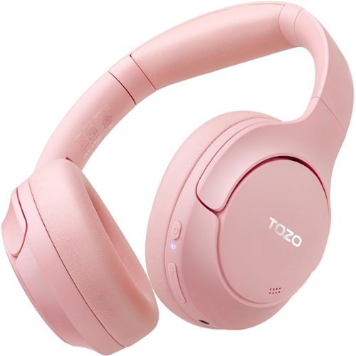 TOZO - HT2 Hybrid Active Noise Cancelling Headphones, Over Ear, 60H Playtime, Hi-Res Audio, Custom EQ, Deep Bass - Pink-Front_Standard 