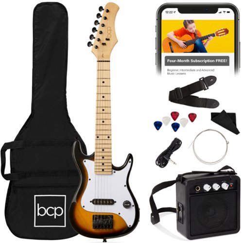 Best Choice Products - 30in Kids Electric Guitar Beginner Starter Kit w/ 5W Amplifier, Strap, Case - Sunburst-Front_Standard 