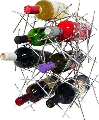  Epicureanist - 7-Bottle Abstract Wine Rack - Silver