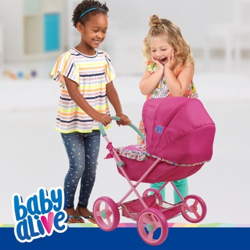 509 Crew Baby Alive: Deluxe Classic Doll Pram - Pink & Rainbow - Fits Dolls up to 18 WORLDWIDE DELIVERY