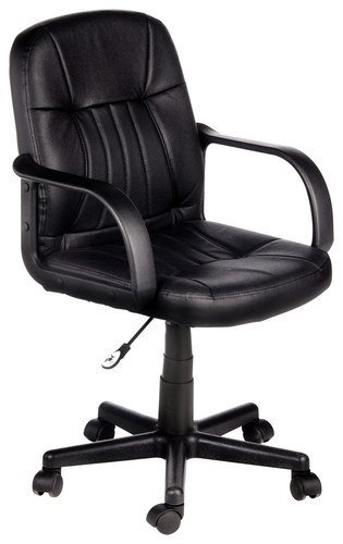 Comfort - Leather Mid-Back Chair - Black