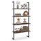 Costway - 4-Tier Ladder Shelf Bookshelf Industrial Wall Shelf w/Metal Frame Rustic - Brown-Front_Standard 